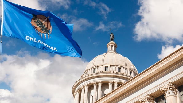 Oklahoma State Capitol Building and Flag